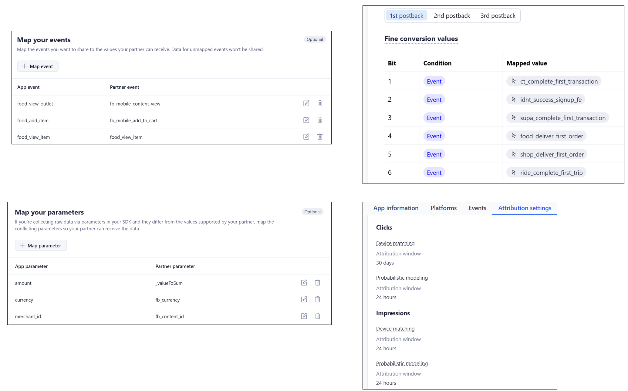 MMP partner event mapping and SKAdNetwork conversion value configuration
