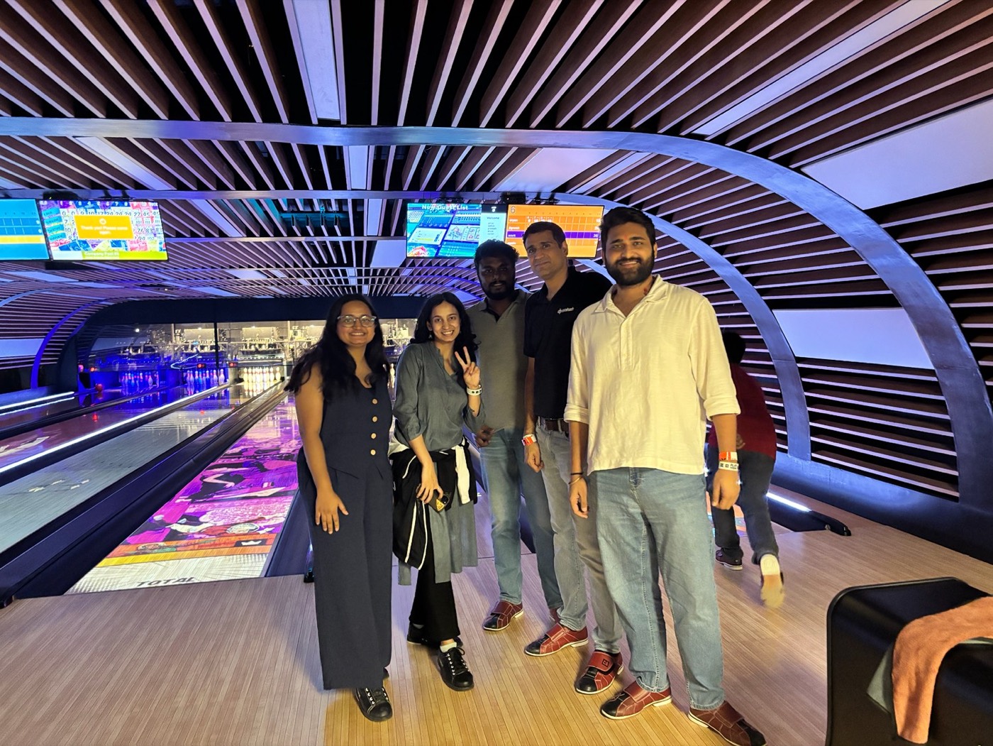 The team on a bowling outing