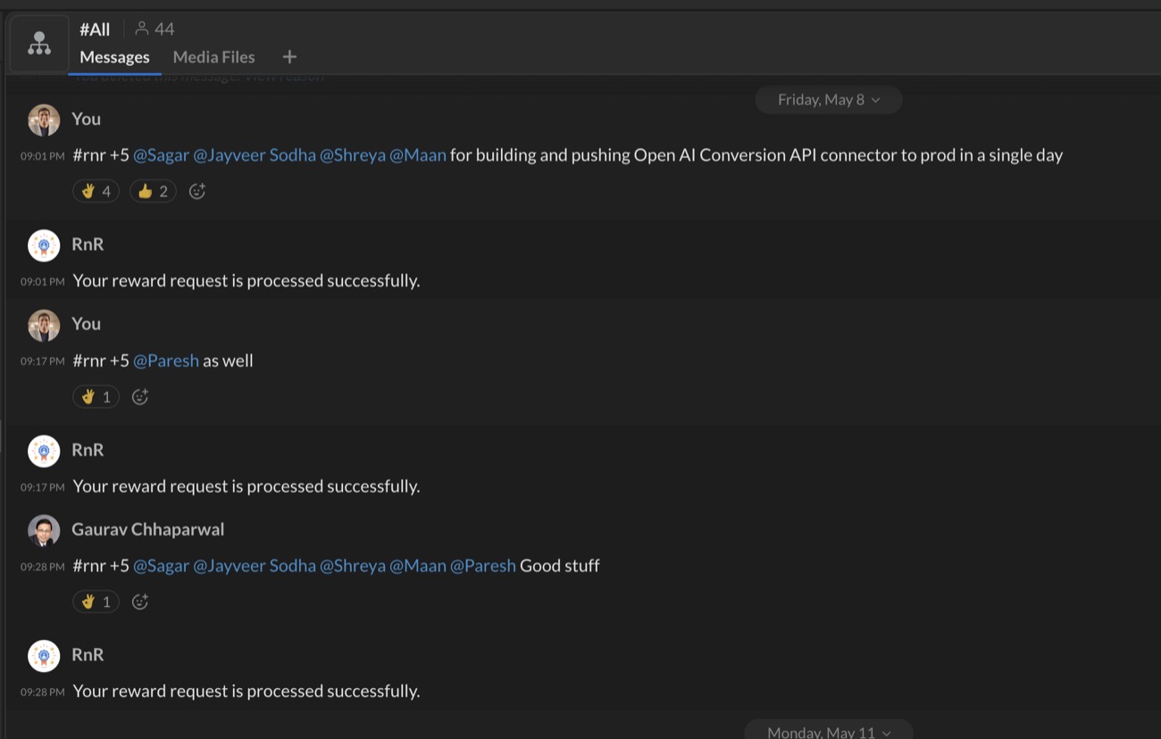 The rnr channel: a +5 recognition message for building and shipping the OpenAI Conversion API connector to production in a single day