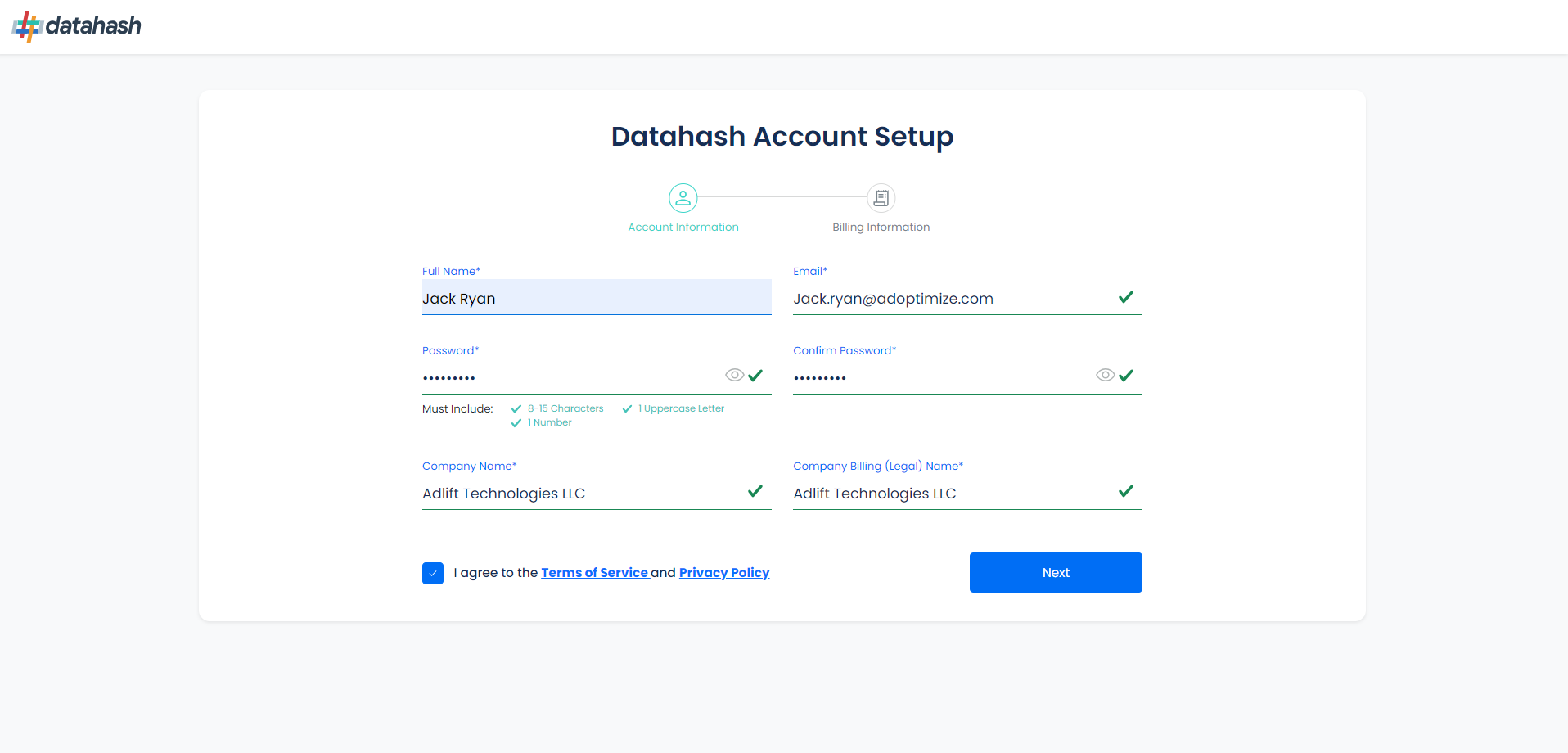 datahash signup